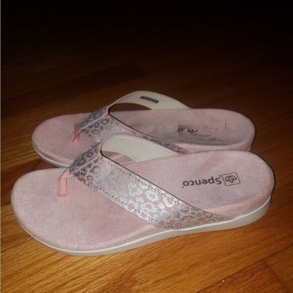 Spenco Pink Leppard Slip-On Sandals - Picture 3 of 6